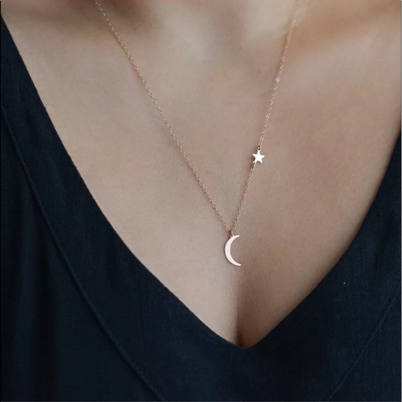 ✨NEW: BÖHÖ Goddess Golden Star+Moon Charm Pendent Necklace✨Dainty - Picture 3 of 10